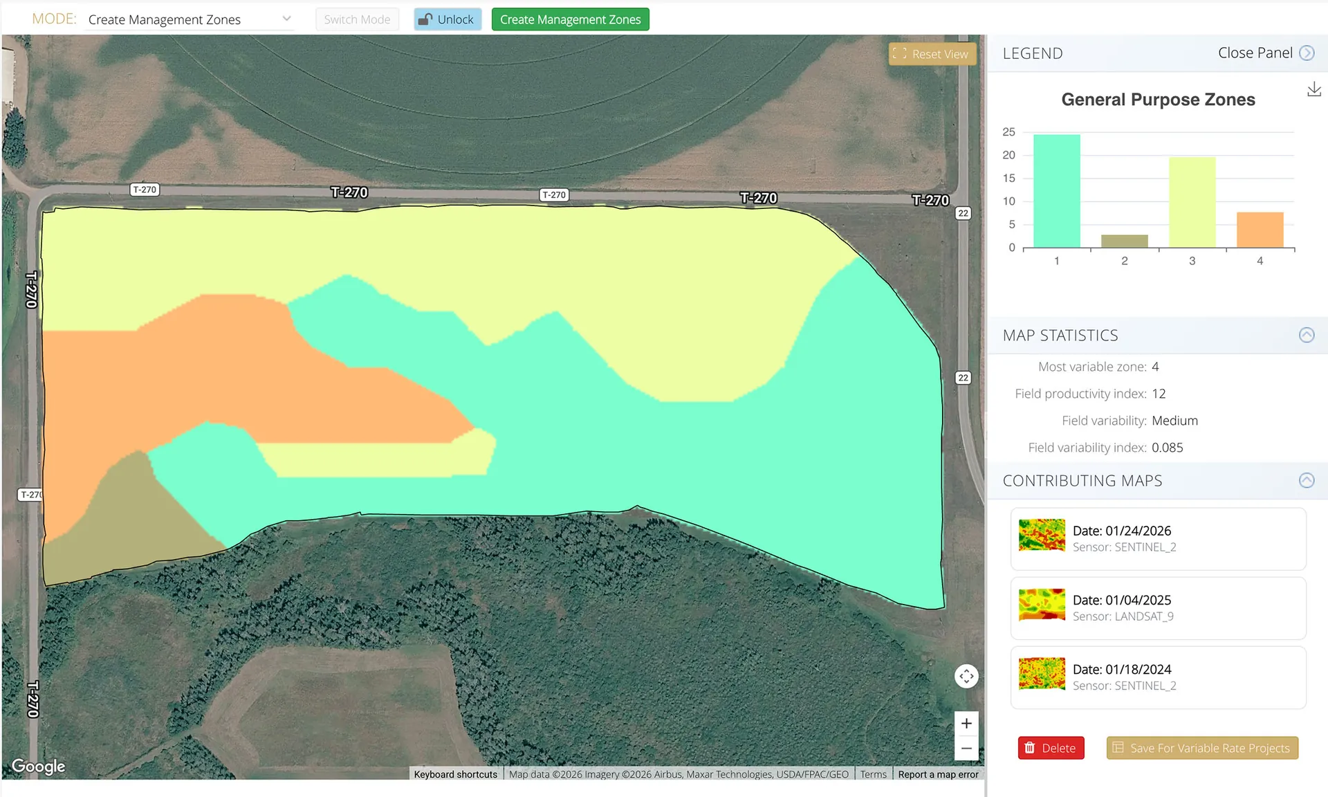 Creating Management Zones for Variable Rate (Rx) Maps